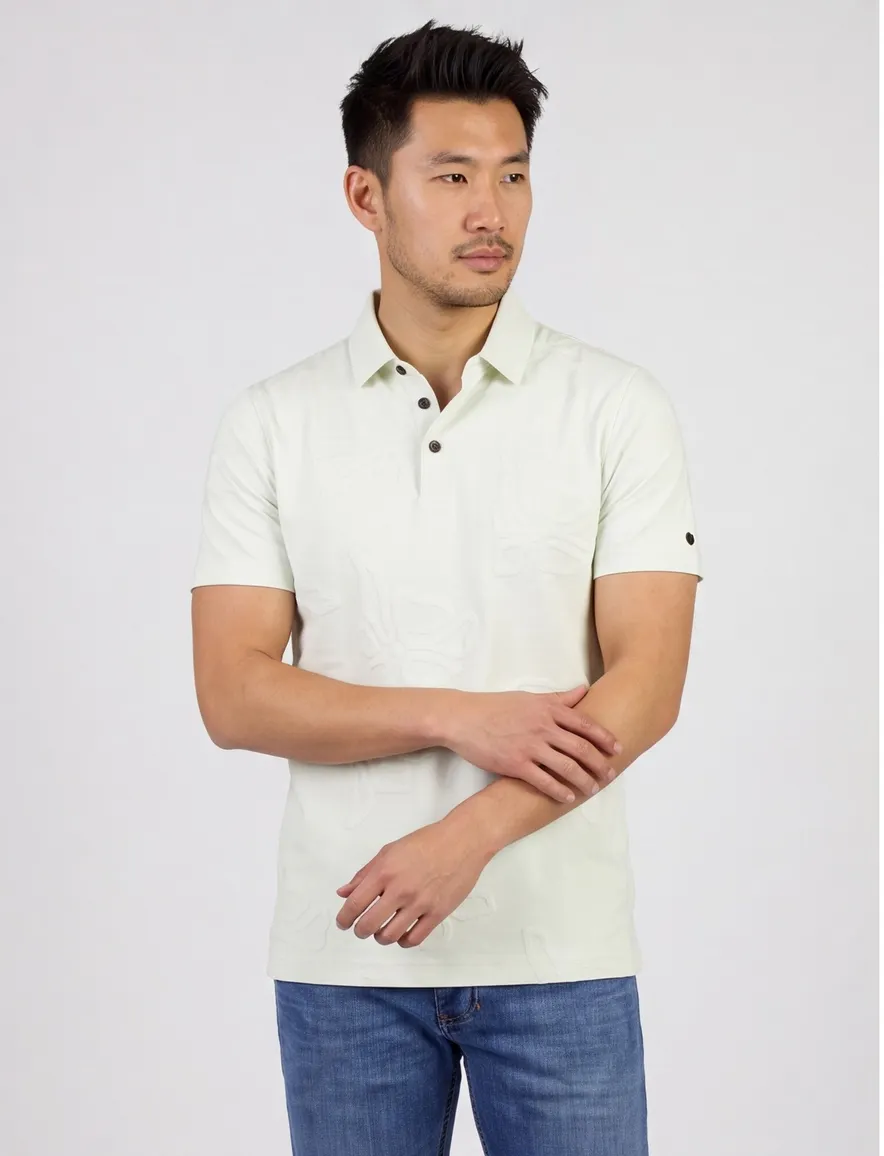 Cast Iron poloshirt bloemen creme