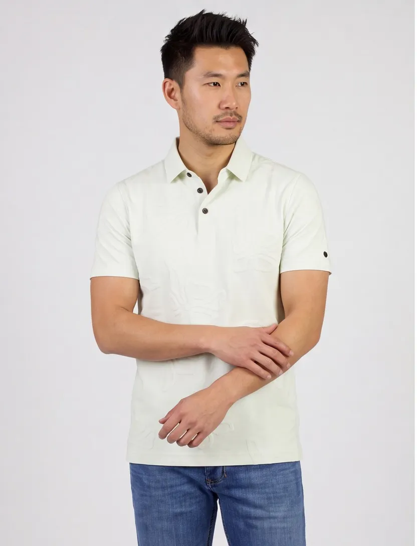 Poloshirt Cast Iron creme bloemen geprint