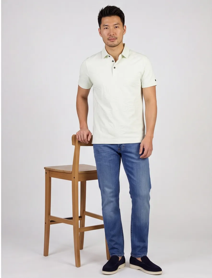 Cast Iron poloshirt bloemen creme