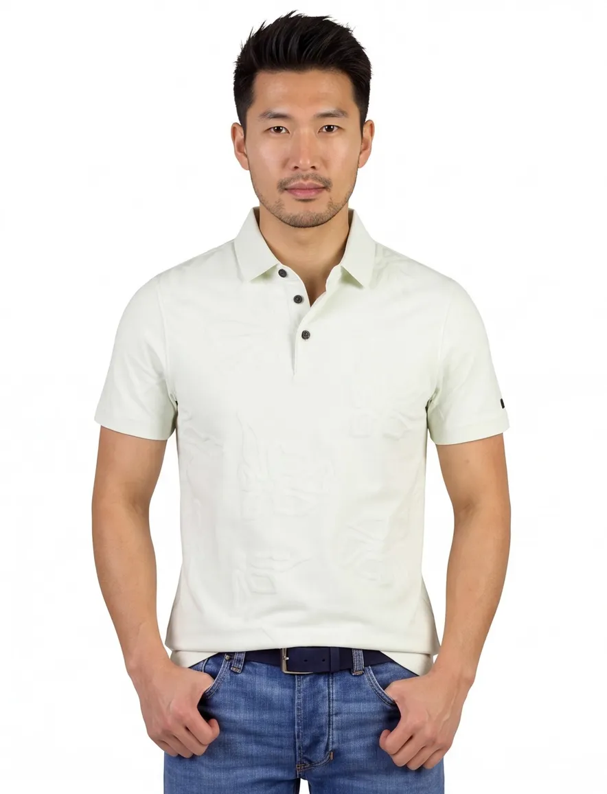 Cast Iron poloshirt bloemen creme