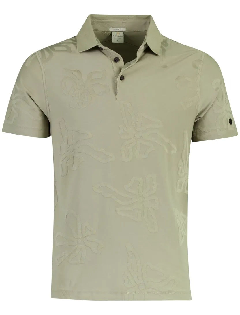 Poloshirt Cast Iron groen bloemen