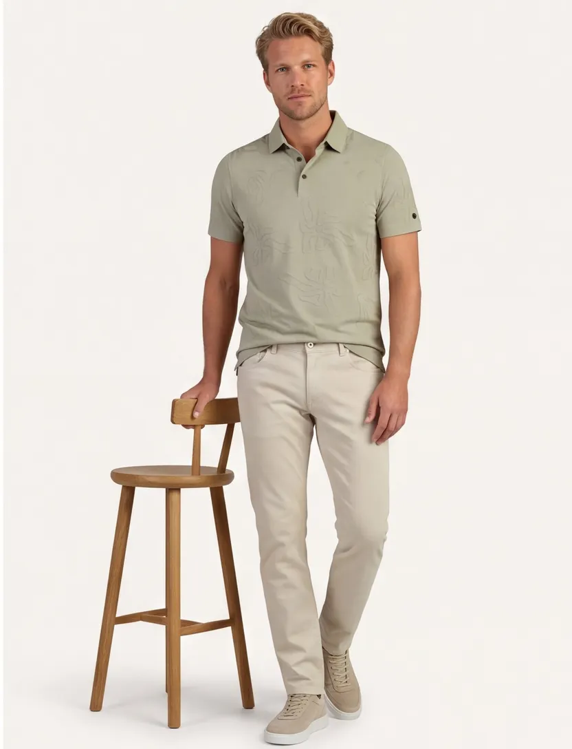 Poloshirt Cast Iron groen bloemen