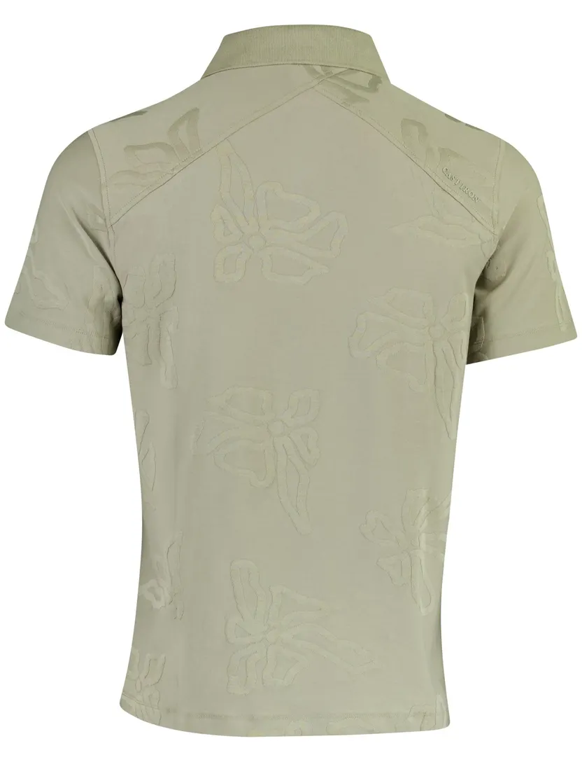 Poloshirt Cast Iron groen bloemen