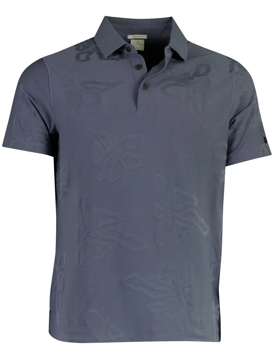Cast Iron poloshirt donkerblauw met bloemenprint