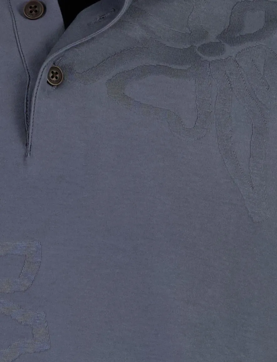 Cast Iron poloshirt donkerblauw met bloemenprint