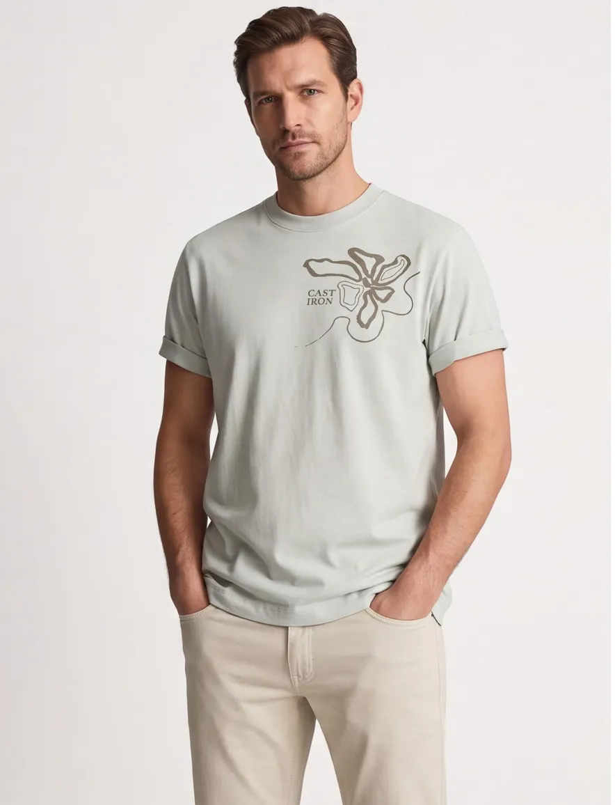 Cast Iron T-shirt groen bloemen print