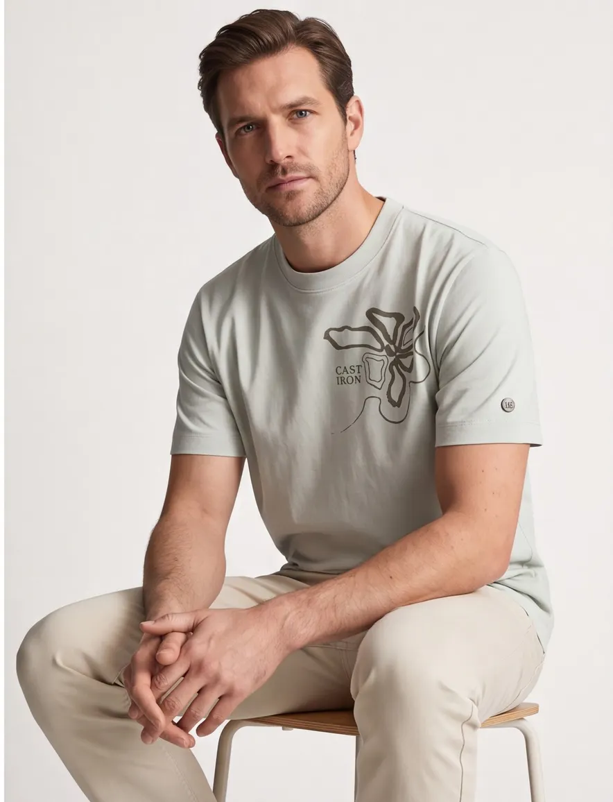 Cast Iron T-shirt groen bloemen print