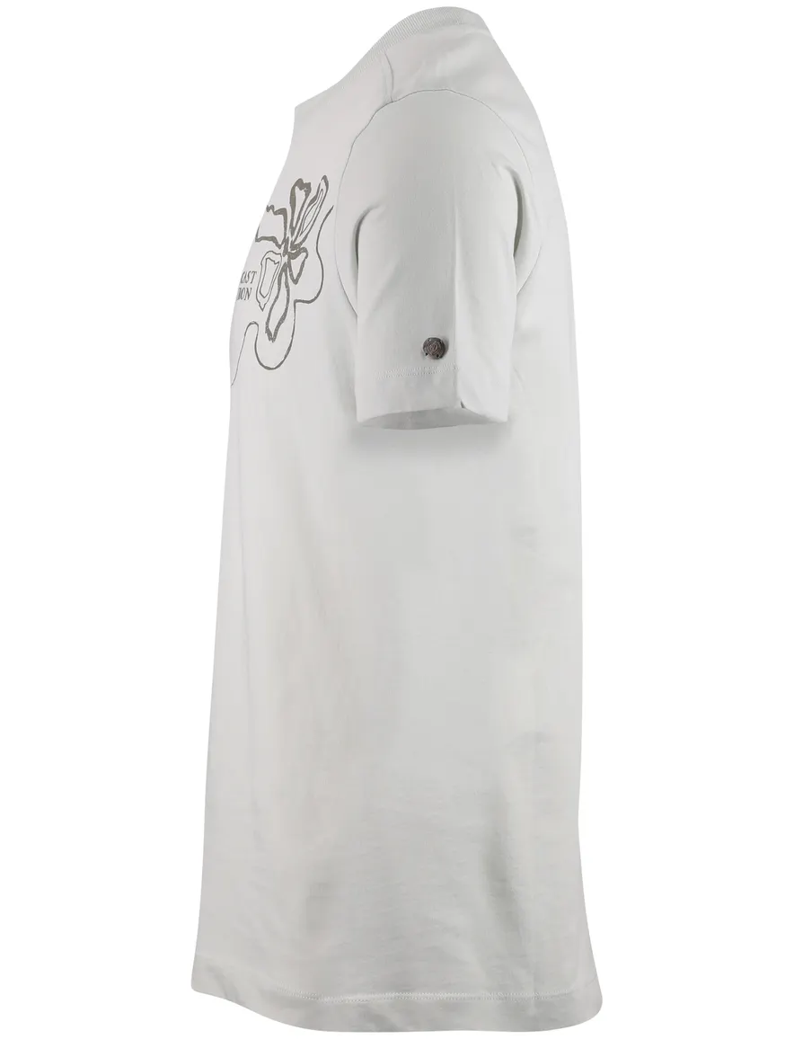 T-shirt Cast Iron ronde hals lichtgroen katoen