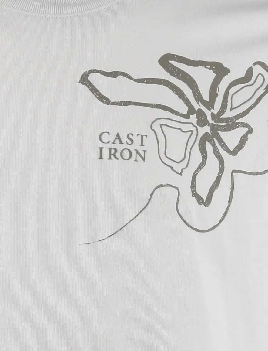 T-shirt Cast Iron ronde hals lichtgroen katoen