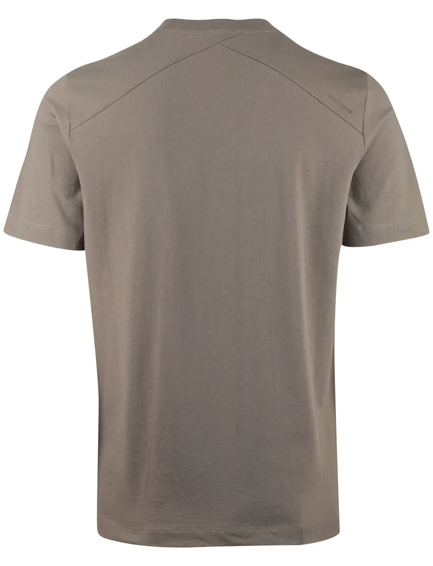 T-shirt Cast Iron khaki katoen normale fit
