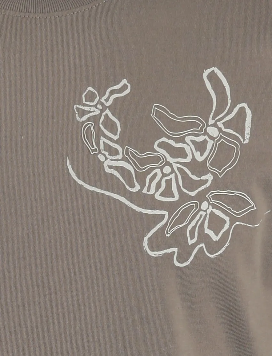T-shirt Cast Iron khaki katoen normale fit