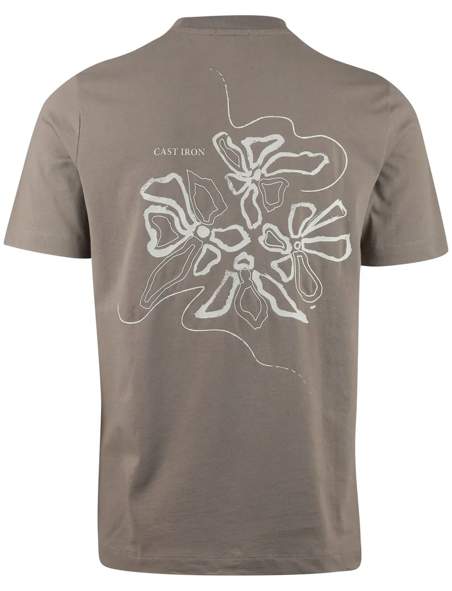 T-shirt Cast Iron khaki backprint katoen