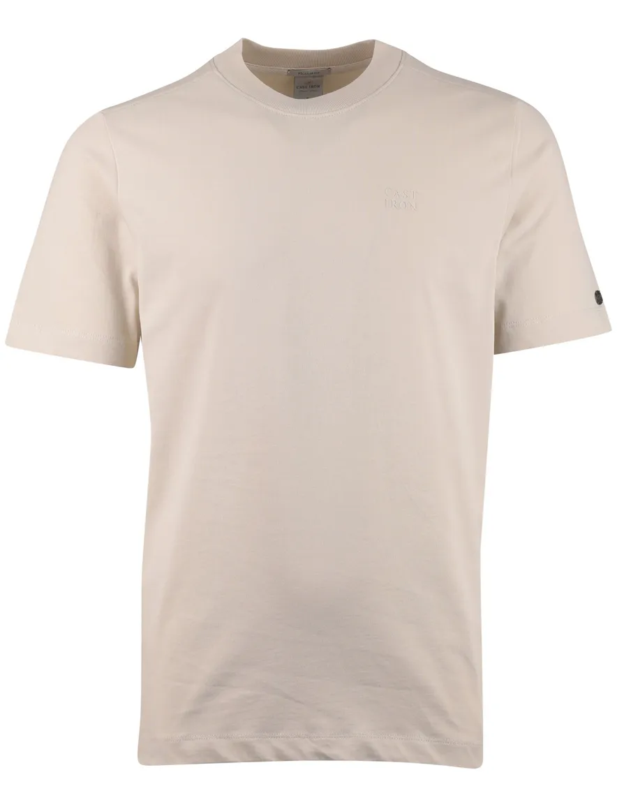 T-shirt Cast Iron creme wijde fit