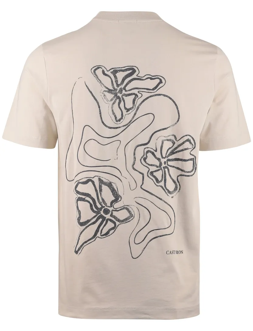 Cast Iron T-shirt creme katoen wijde fit