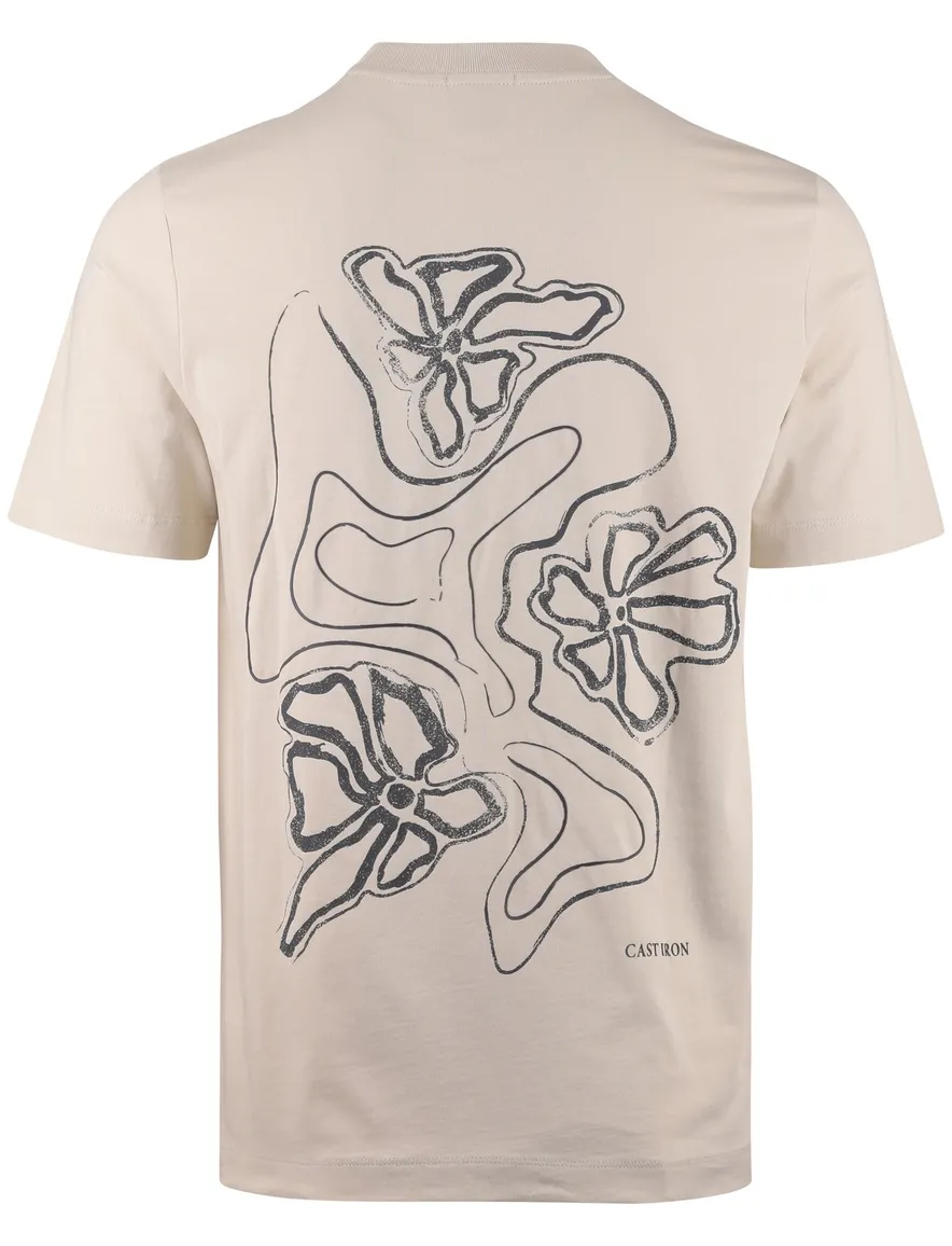 T-shirt Cast Iron creme wijde fit