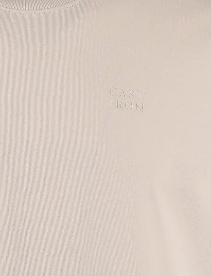 Cast Iron T-shirt creme katoen wijde fit