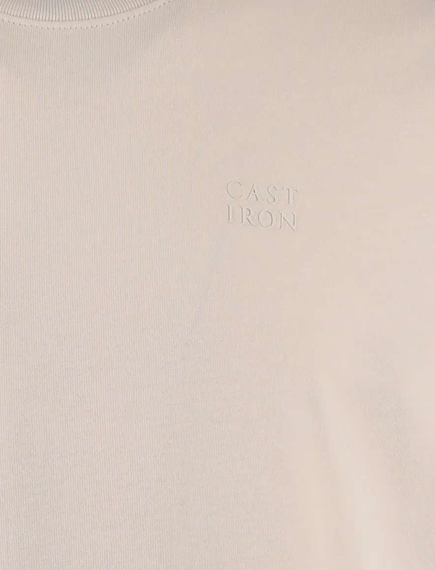 T-shirt Cast Iron creme wijde fit