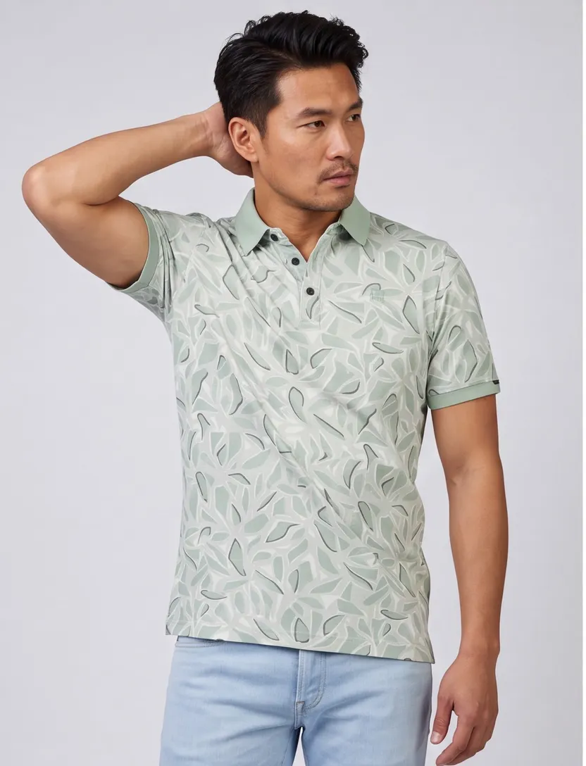 Poloshirt Vanguard groen grafisch geprint