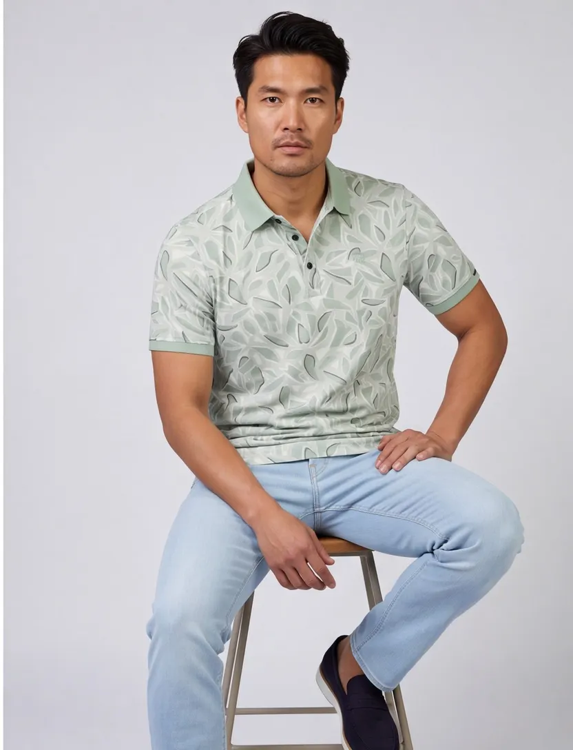 Poloshirt Vanguard groen grafisch geprint