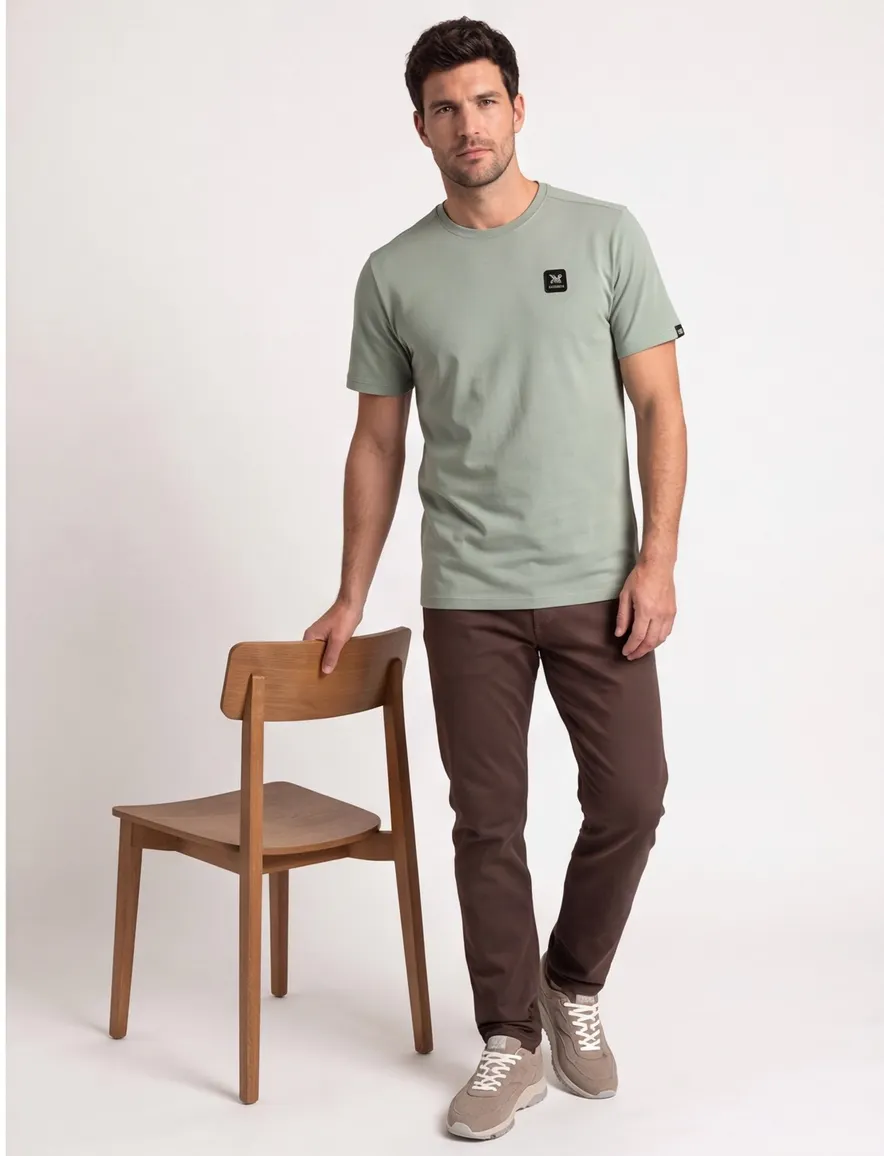 Vanguard T-shirt ronde hals structuur creme