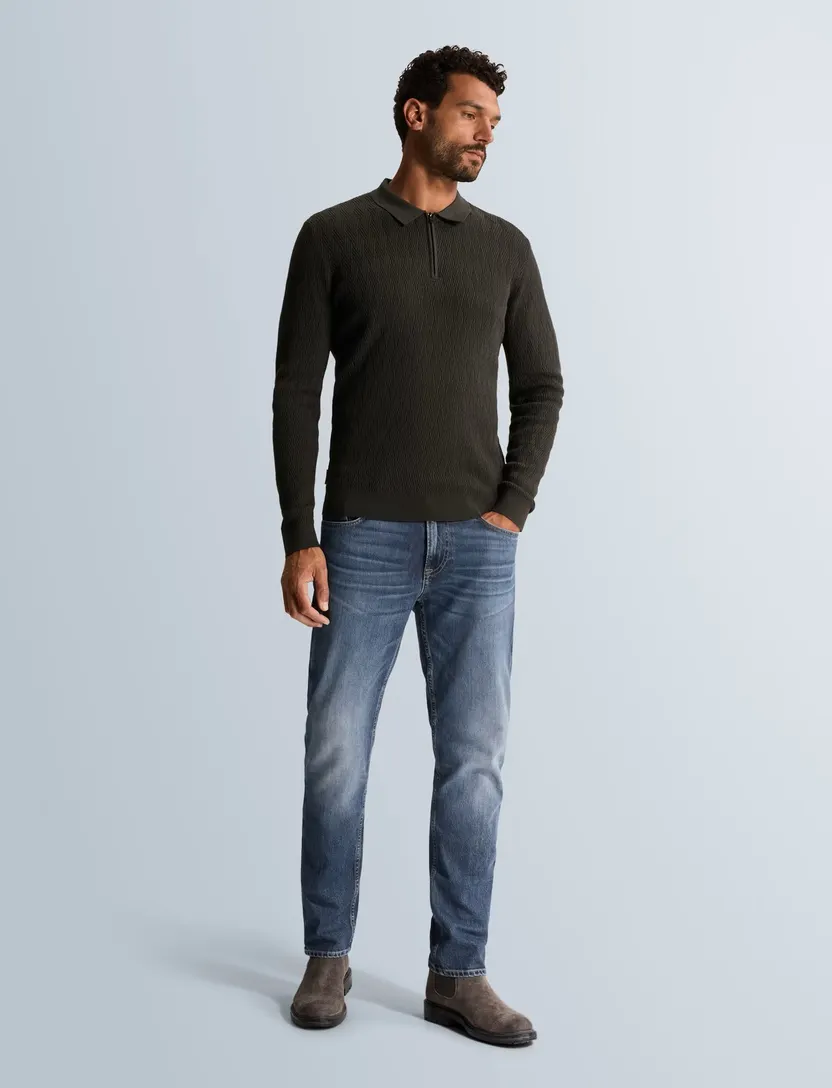 Broek Cast Iron Valver blauw gemêleerd spijker