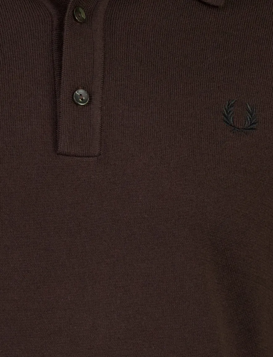Fred Perry gebreid wollen poloshirt bruin