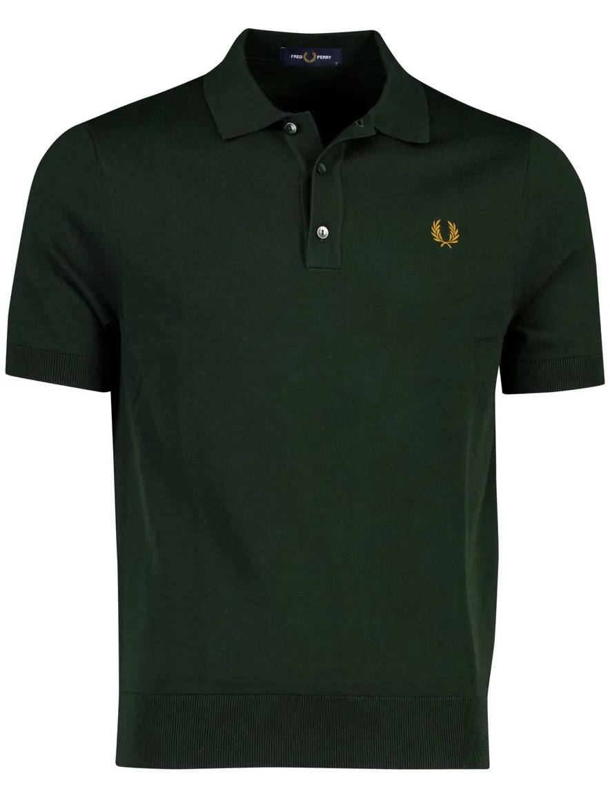 Fred Perry poloshirt donkergroen effen