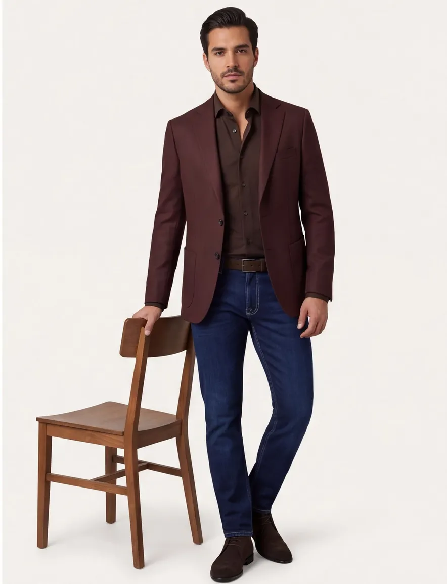Dressler Sendrik colbert bordeaux gemeleerd wol