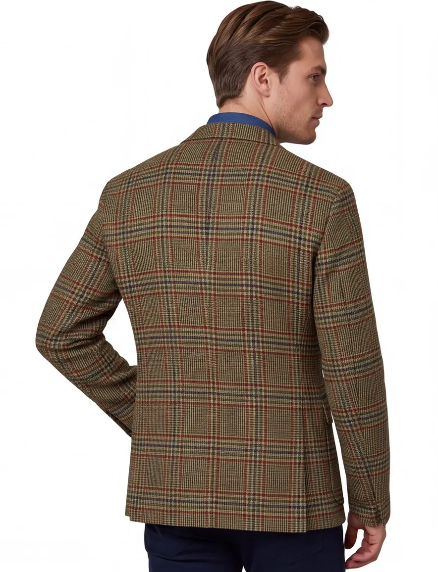 Dressler colbert khaki geruit