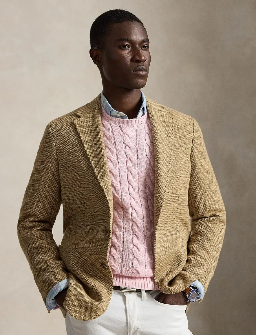 Polo Ralph Lauren Custom Fit kabeltrui ronde hals roze