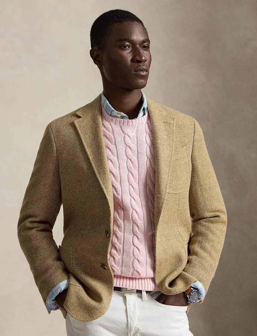 Trui Polo Ralph Lauren Custom Fit roze kabeltrui