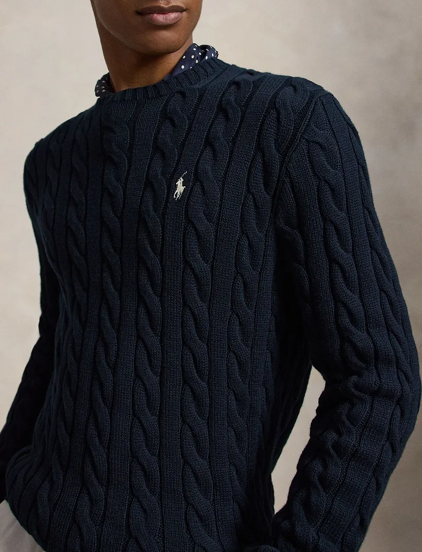 Kabeltrui Polo Ralph Lauren Custom Fit donkerblauw