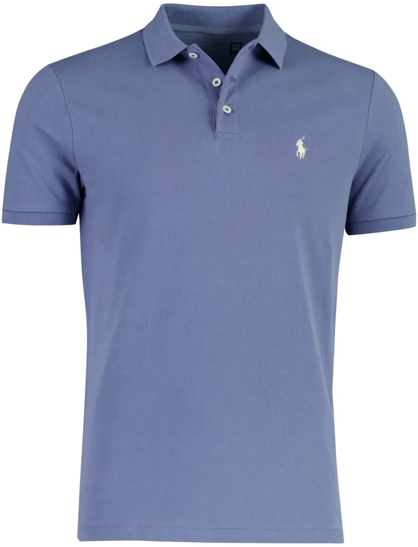 Polo Ralph Lauren Custom Slim Fit poloshirt blauw stretch