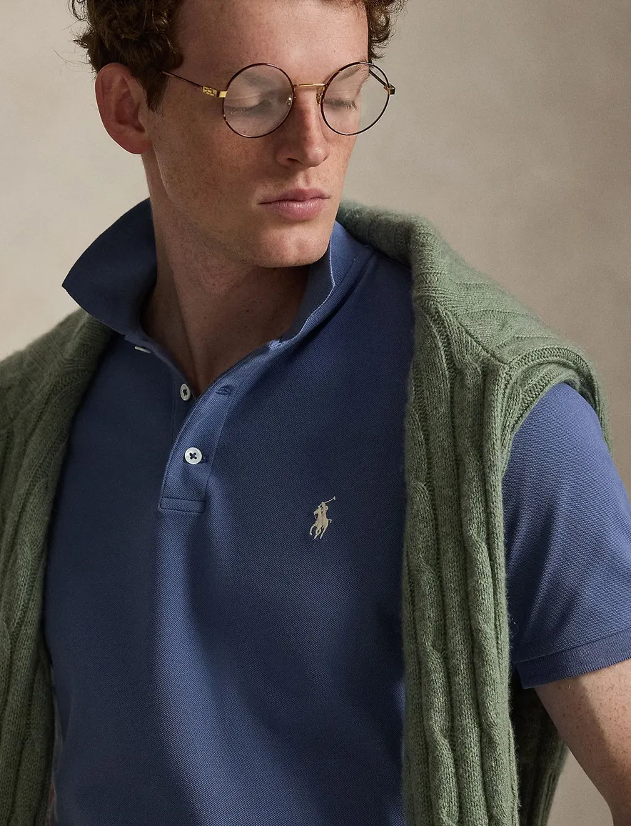 Polo Ralph Lauren Custom Slim Fit poloshirt blauw