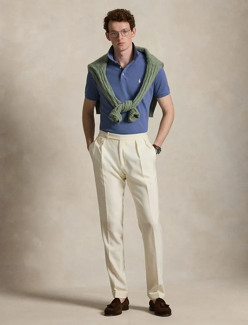 Polo Ralph Lauren Custom Slim Fit poloshirt blauw stretch