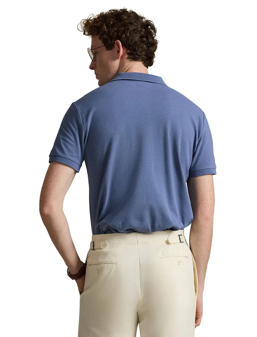 Polo Ralph Lauren Custom Slim Fit poloshirt blauw stretch