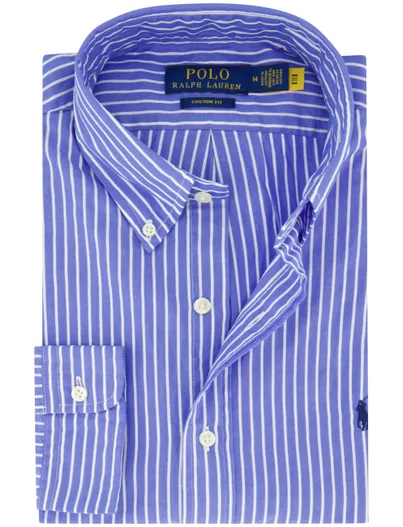 Polo Ralph Lauren Overhemd Polo Ralph Lauren Custom Fit blauw streepmotief