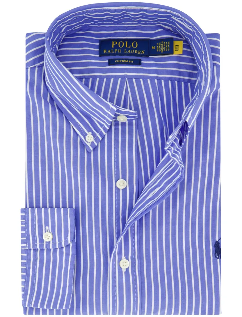 Polo Ralph Lauren Custom Fit overhemd blauw streepmotief