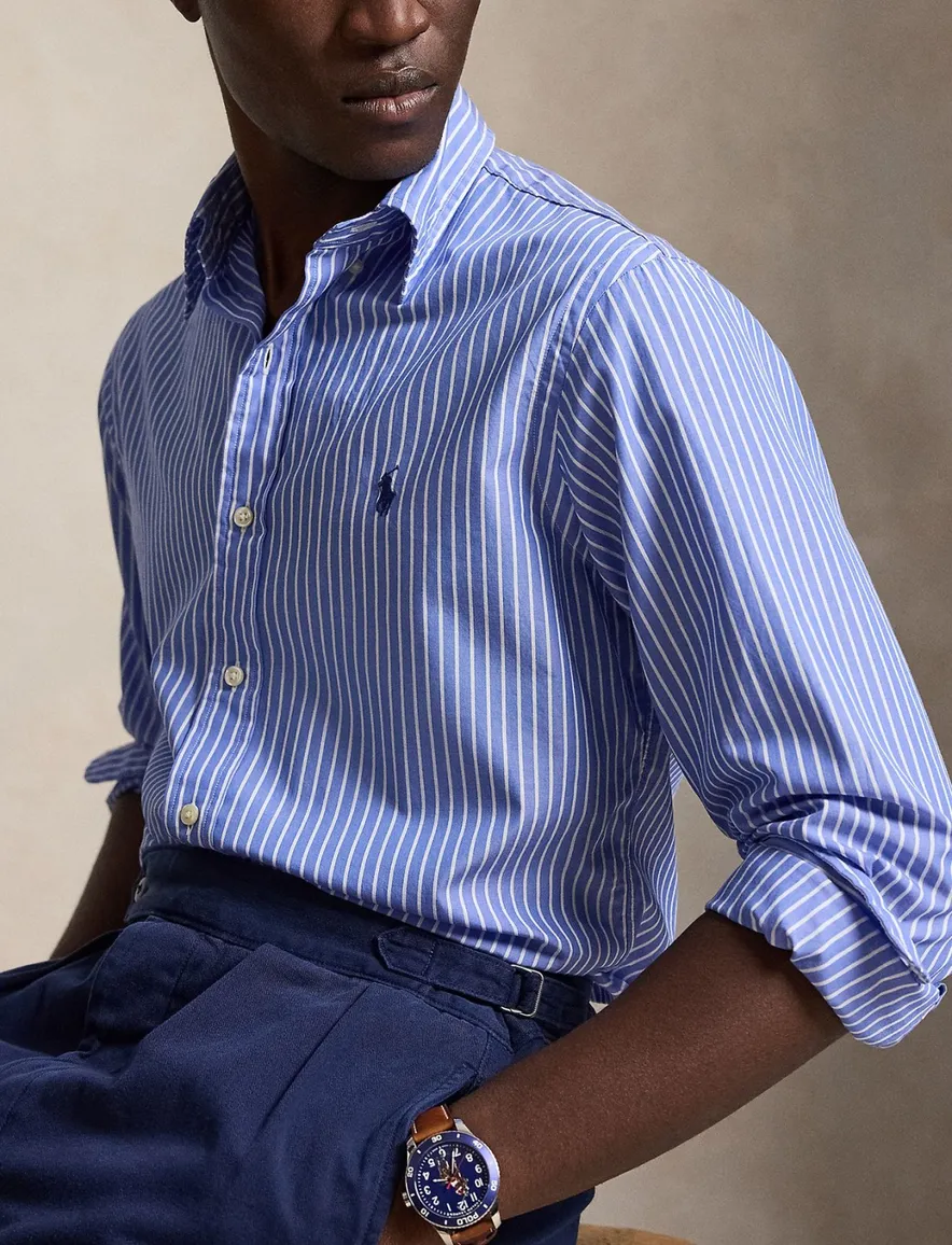 Polo Ralph Lauren Custom Fit blauw streepmotief