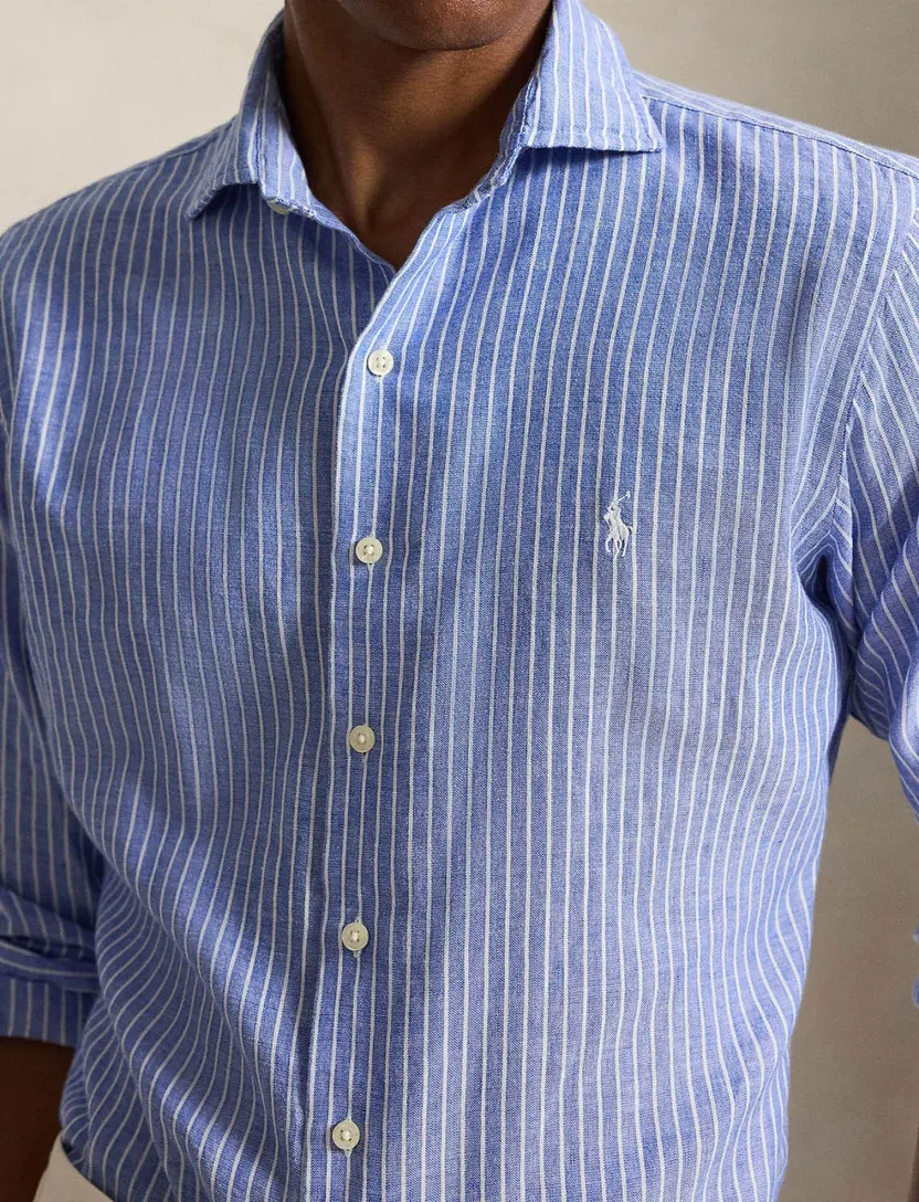 Overhemd Polo Ralph Lauren Custom Fit lichtblauw gestreept