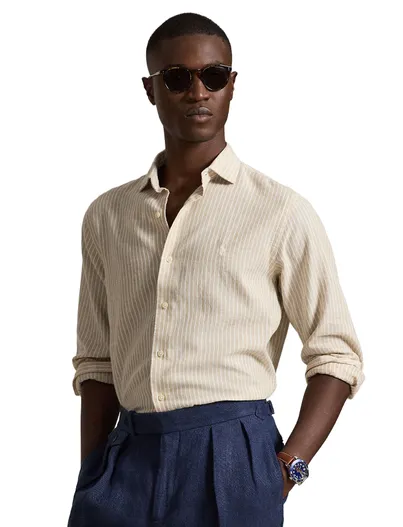 Polo Ralph Lauren Overhemden Polo Ralph Lauren Custom Fit beige gestreept