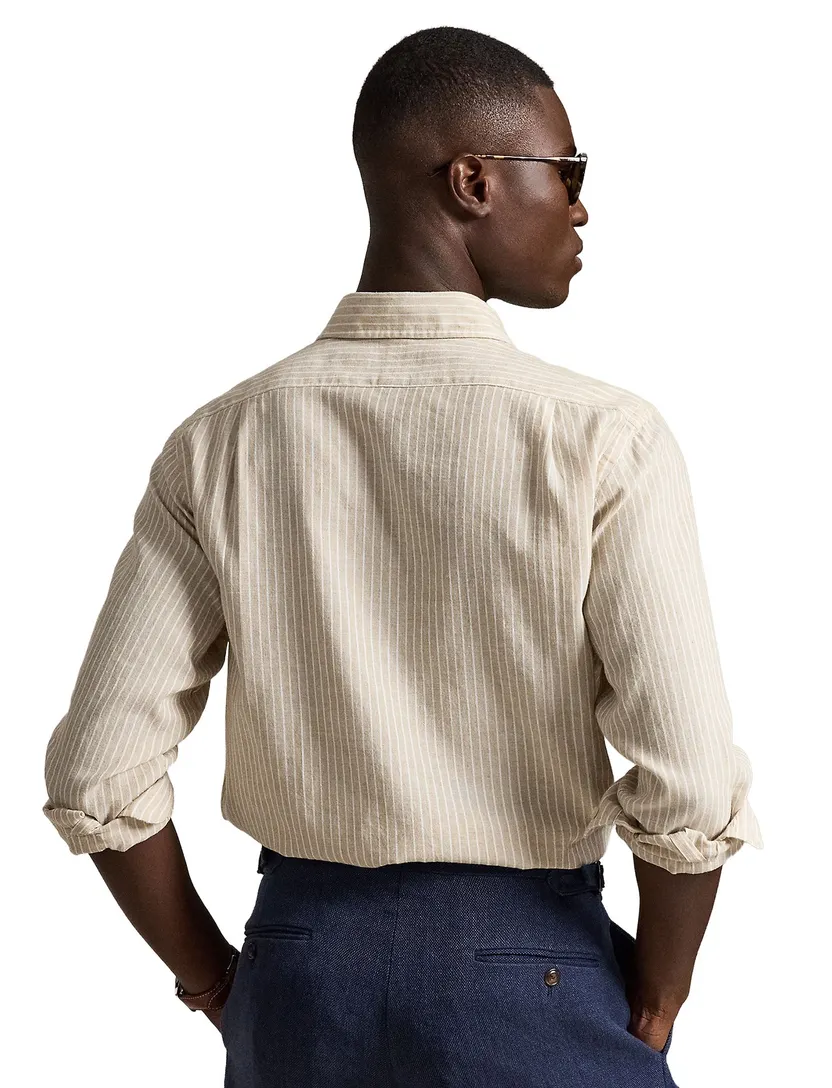 Overhemden Polo Ralph Lauren Custom Fit beige gestreept
