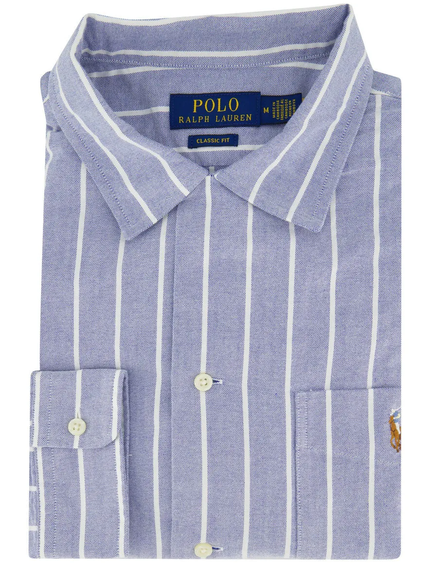 Polo Ralph Lauren Classic Fit gestreept overhemd lichtblauw
