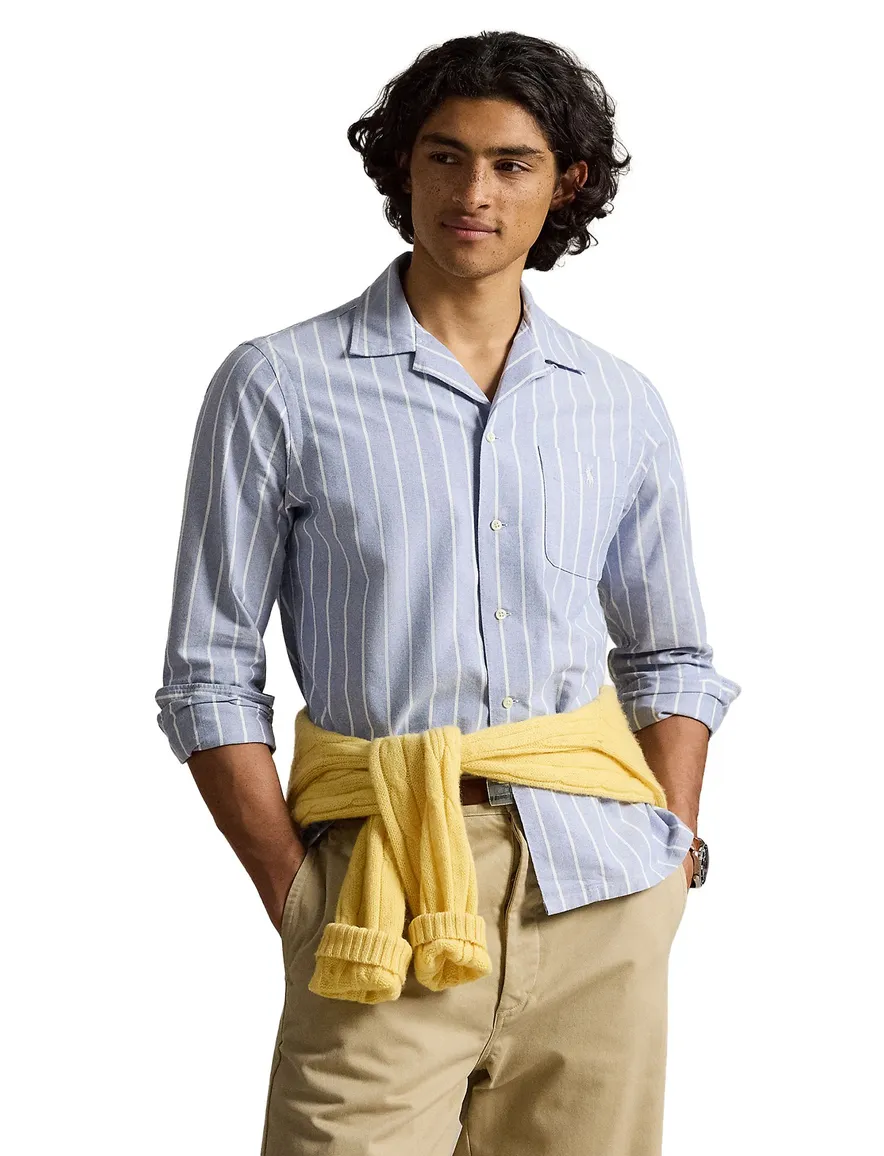 Polo Ralph Lauren Classic Fit gestreept overhemd lichtblauw