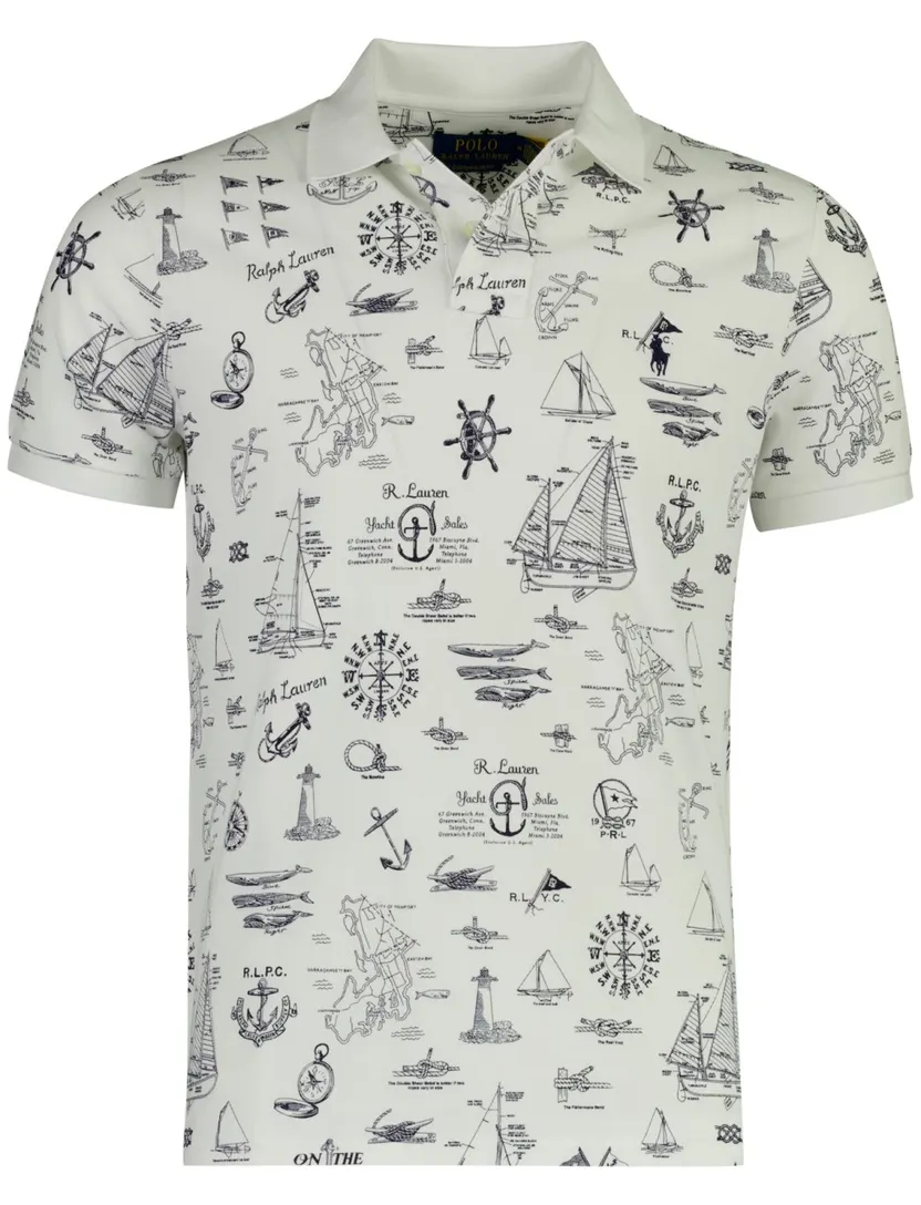 Poloshirt Polo Ralph Lauren Custom Slim Fit wit schippers print