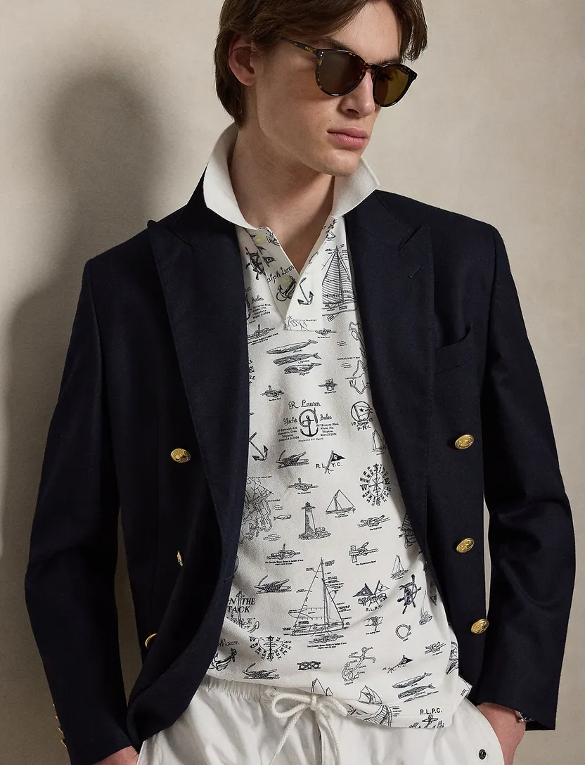Poloshirt Polo Ralph Lauren Custom Slim Fit wit schippersprint