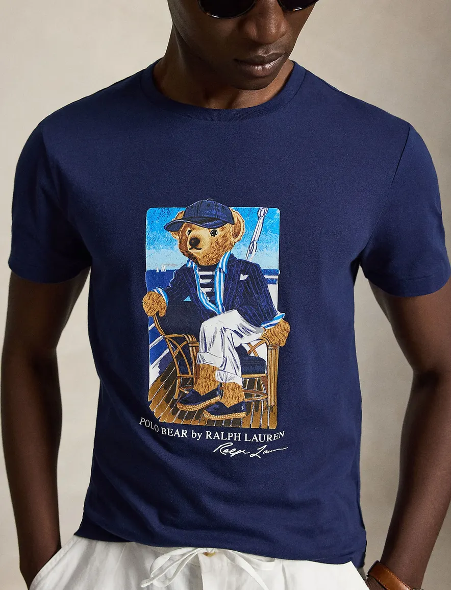 Polo Ralph Lauren Bear T-shirt donkerblauw opdruk