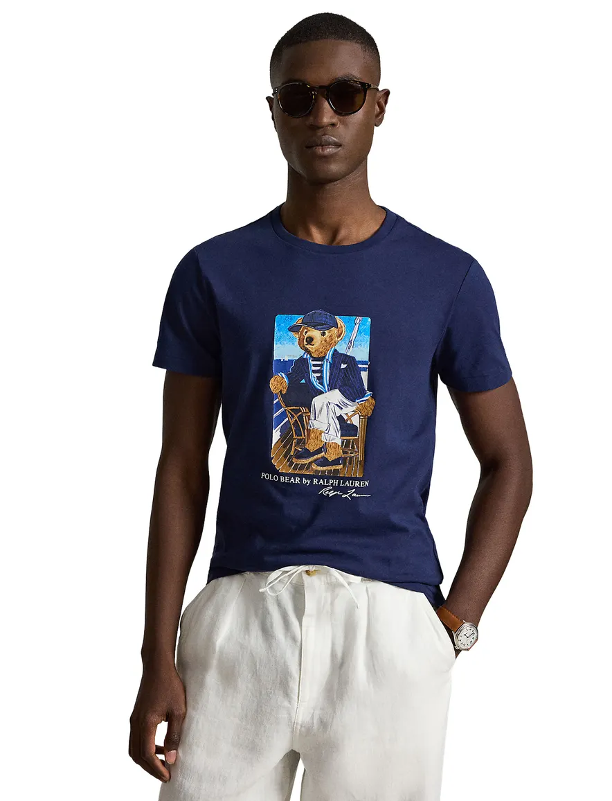 Polo Ralph Lauren Bear T-shirt donkerblauw opdruk