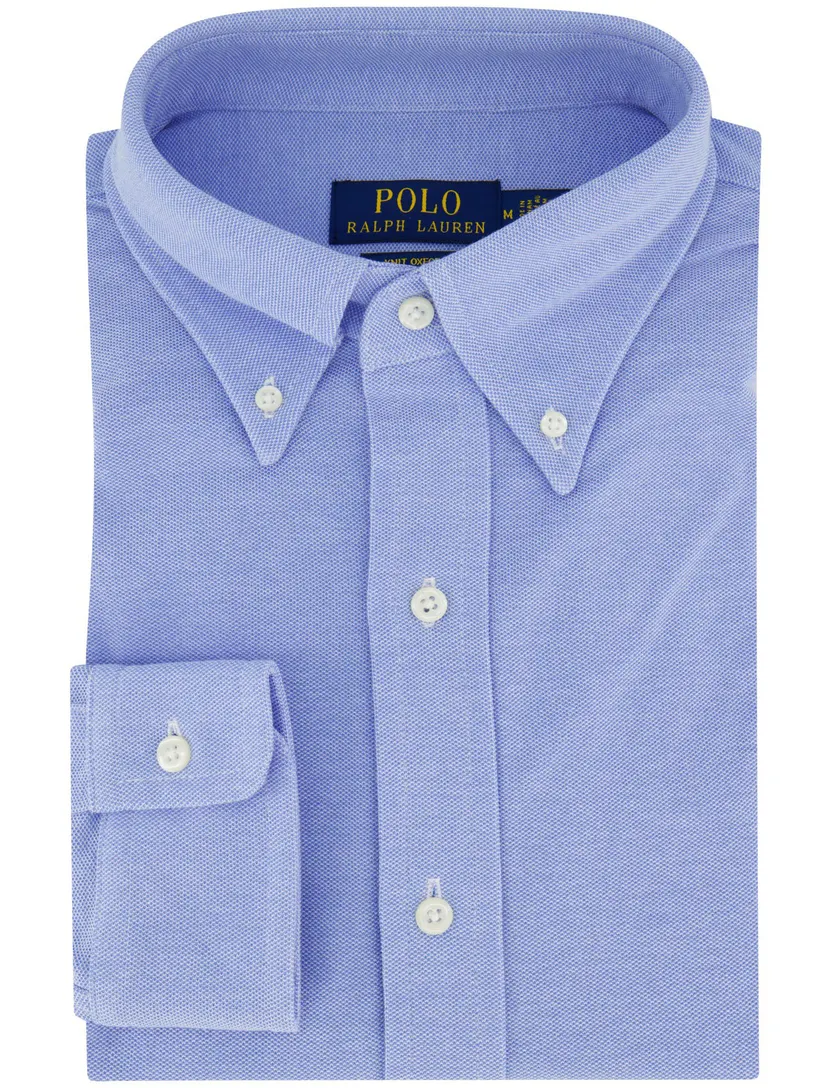 Overhemd Polo Ralph Lauren blauw Knit Oxford pique