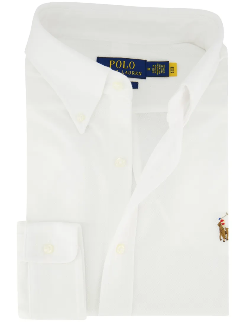 Polo Ralph Lauren Knit Oxford wit overhemd katoen